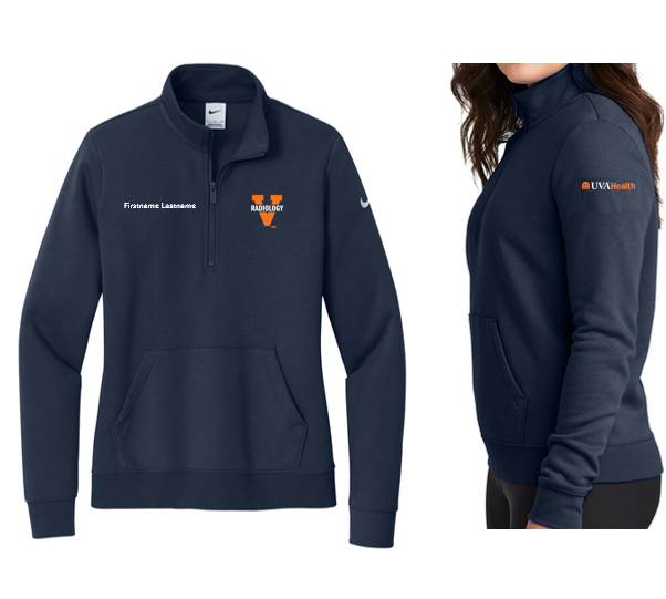 Womens Navy Nike Club 1/2 Zip Pullover - PERSONALIZED